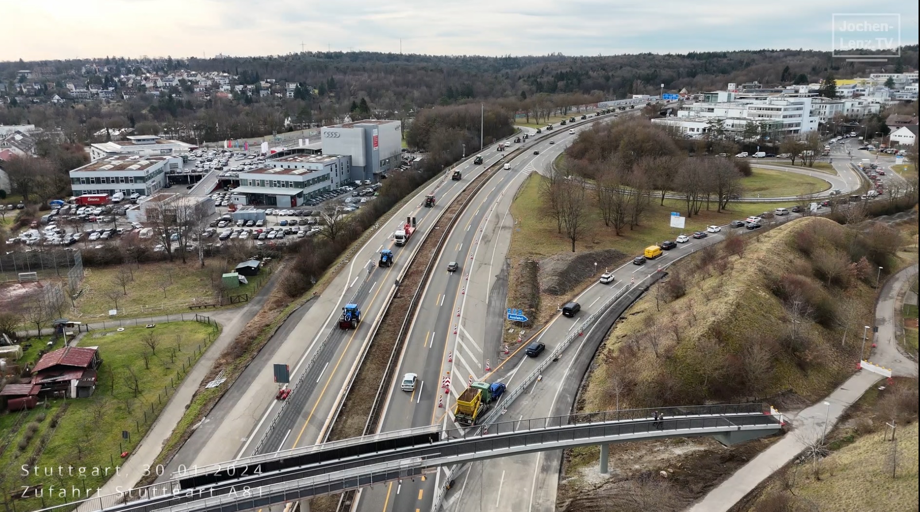 Stuttgart  30.01.2024 - Bauerndemo Zufahrt A831 Autobahn